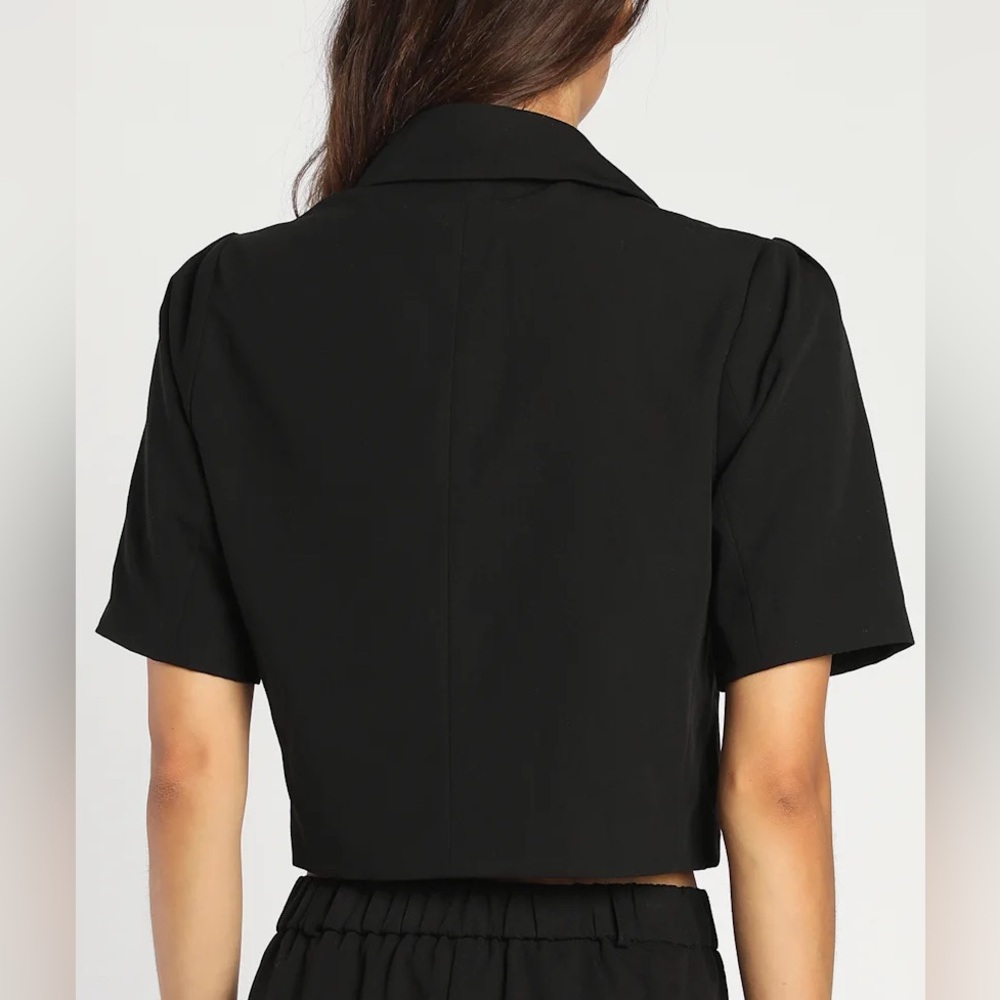 LULUS Black Cropped Short Sleeve Blazer - Picture 5 of 9